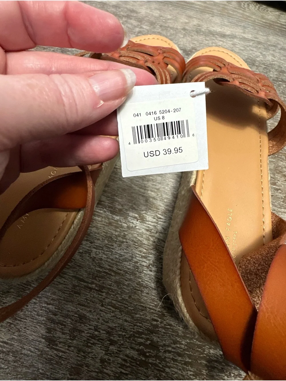 American Eagle Outfitters NWT Cognac Woven Espadrille Sandal